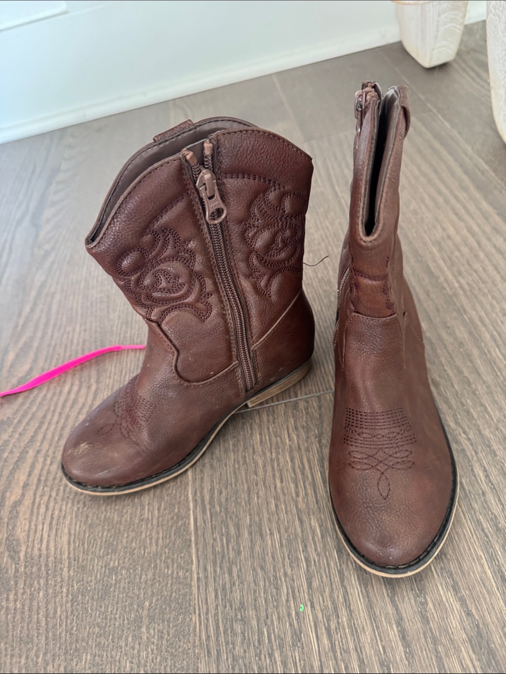 Cat & Jack Brown Girls' Western Zip Boots